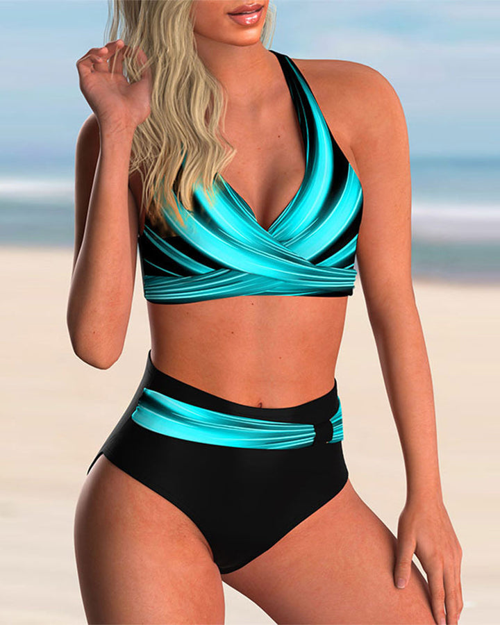 Mintás bikini keresztezett kivágással – 2. kép