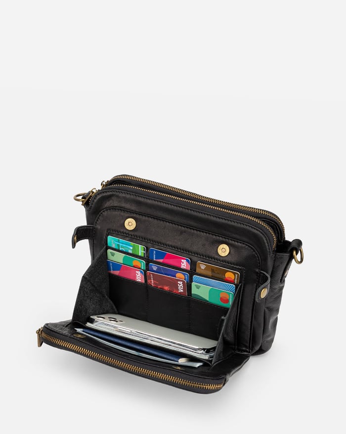 Háromrekeszes crossbody táska beépített pénztárcával – 20. kép