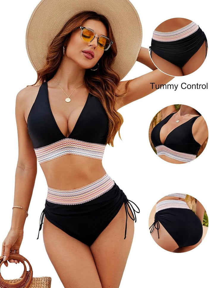 Rakott magas derekú bikini – 8. kép
