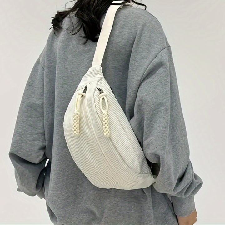 Bordázott hatású crossbody táska állítható pánttal – 8. kép
