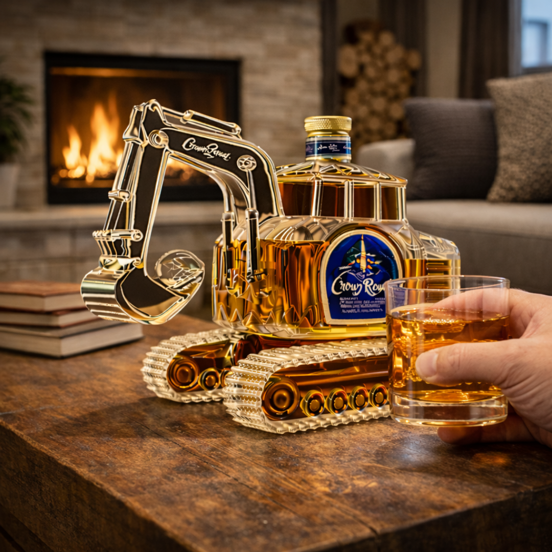 Kotrógép formájú whisky dekanter