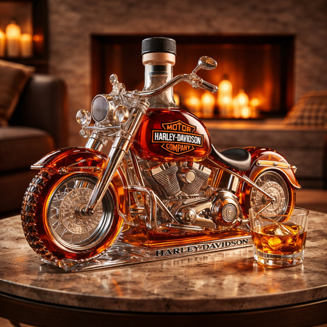 Motor formájú Harley-Davidson whisky dekanter