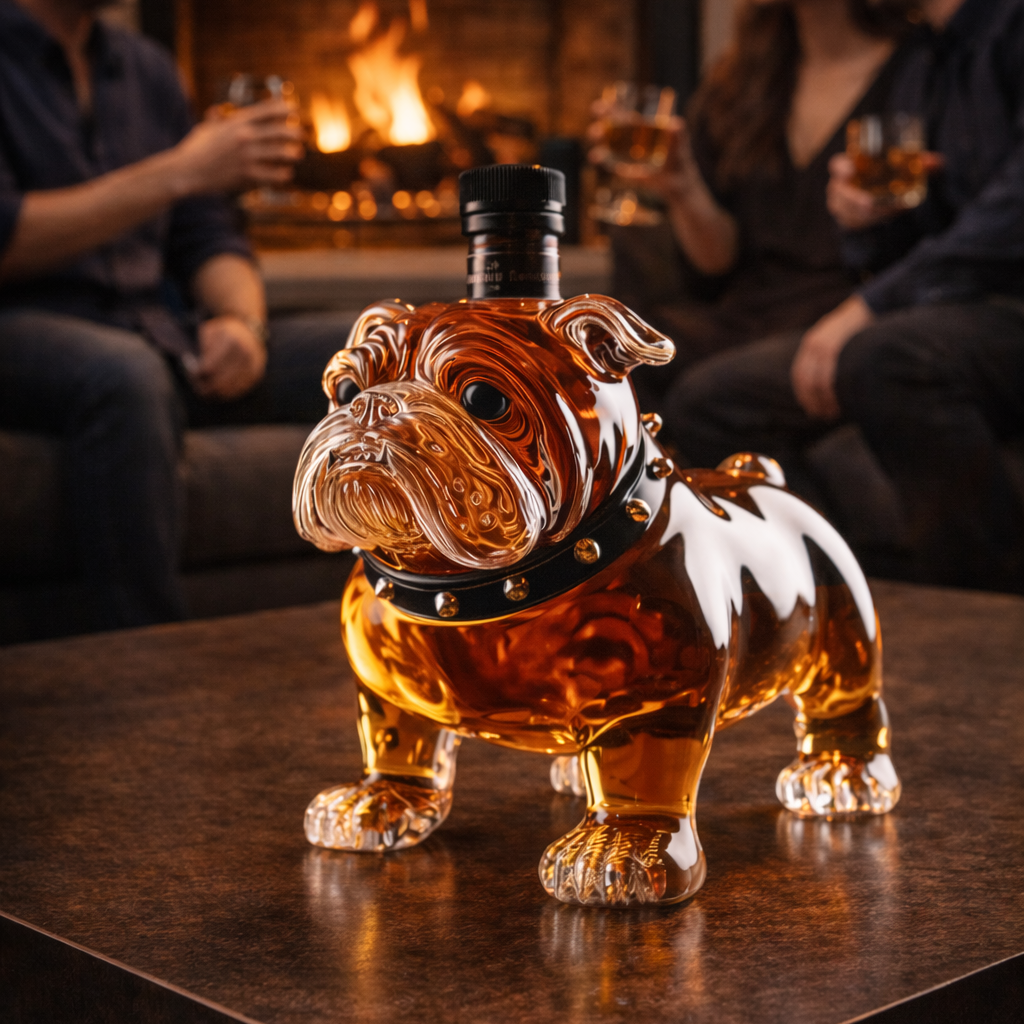 Bulldog formájú whisky dekanter