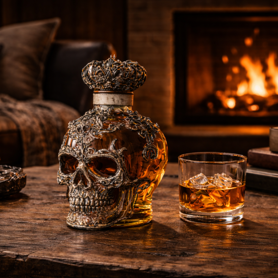 Koponya formájú whisky dekanter