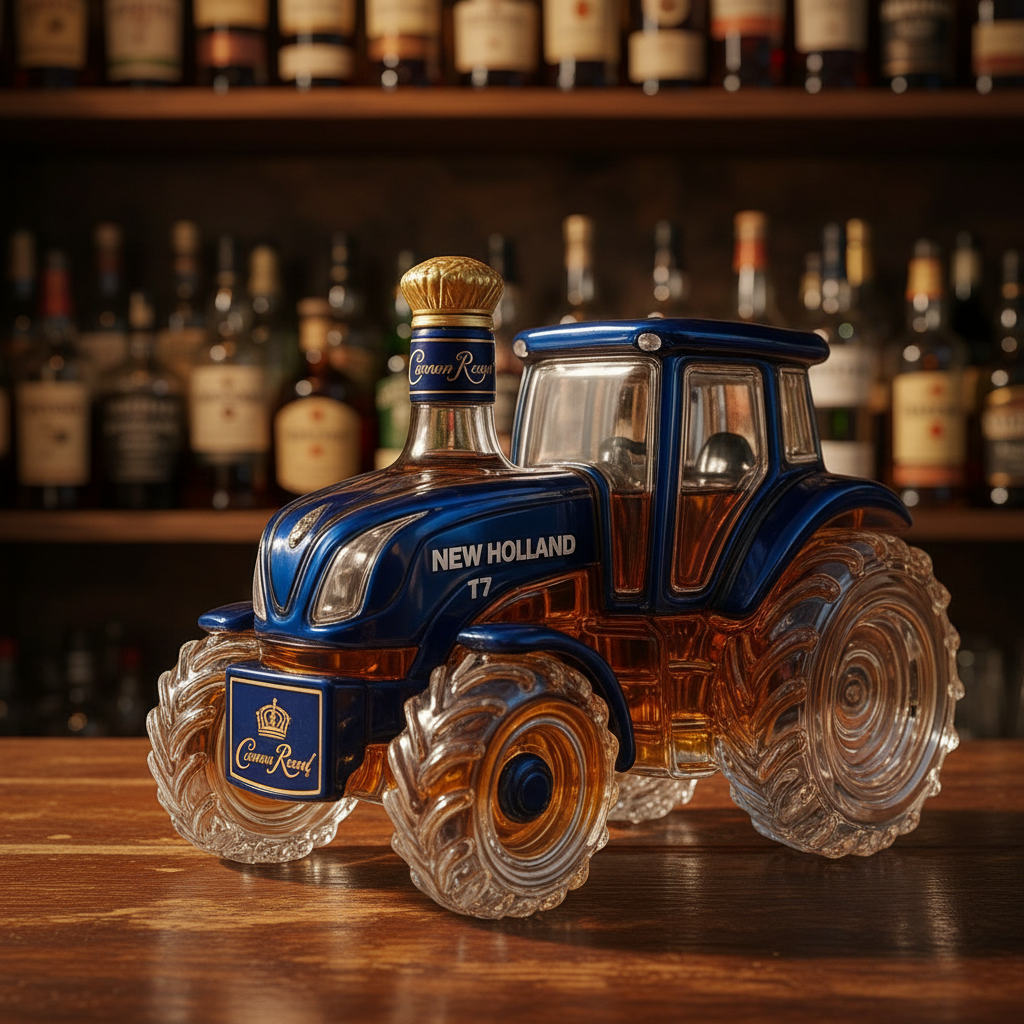 New Holland T7 traktor formájú whisky dekanter