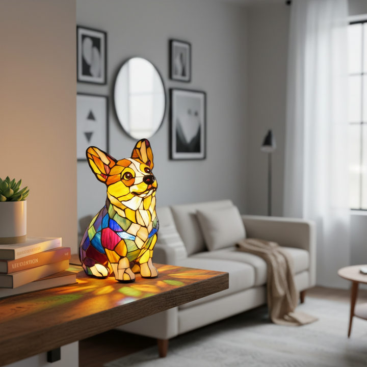 Geometrikus corgi formájú LED lámpa – 2. kép
