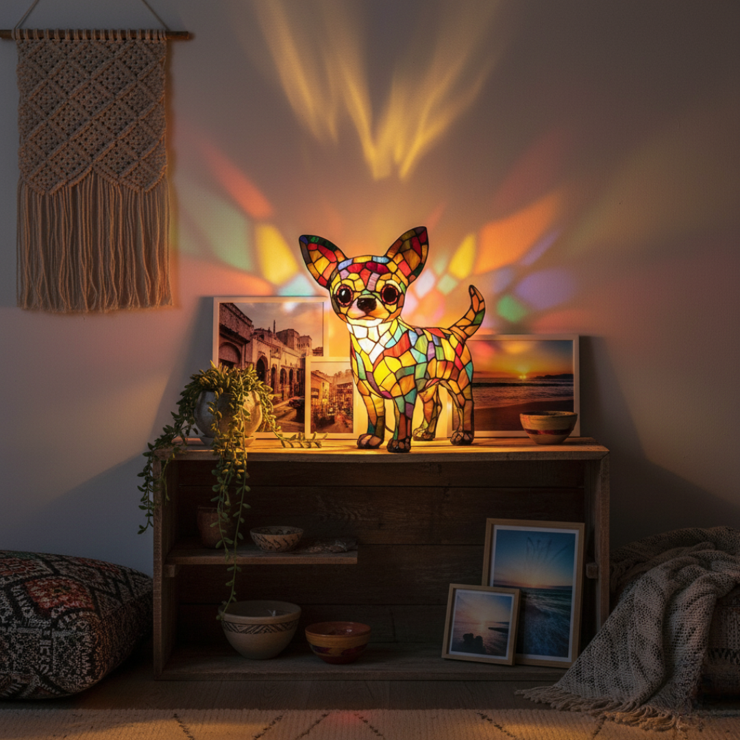 Színes geometrikus csivava LED lámpa – 2. kép
