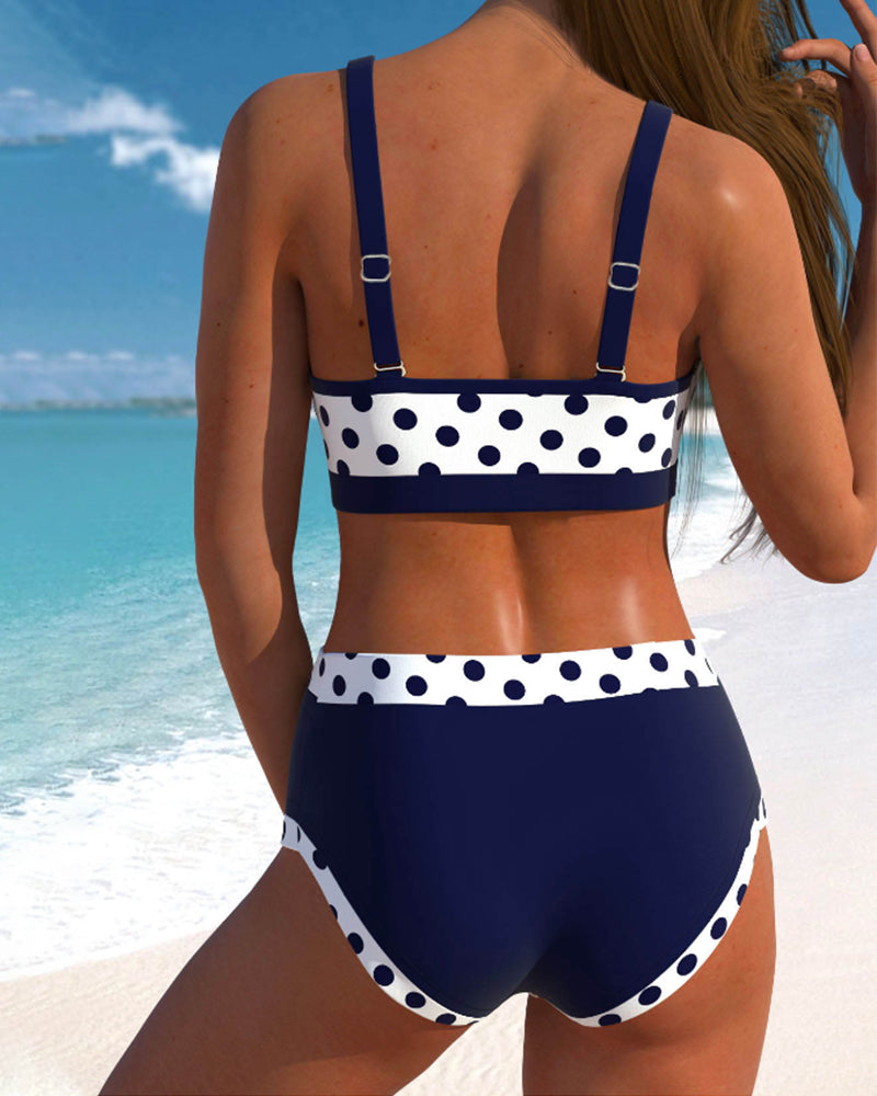 Hímzett pöttyös magas derekú bikini – 2. kép