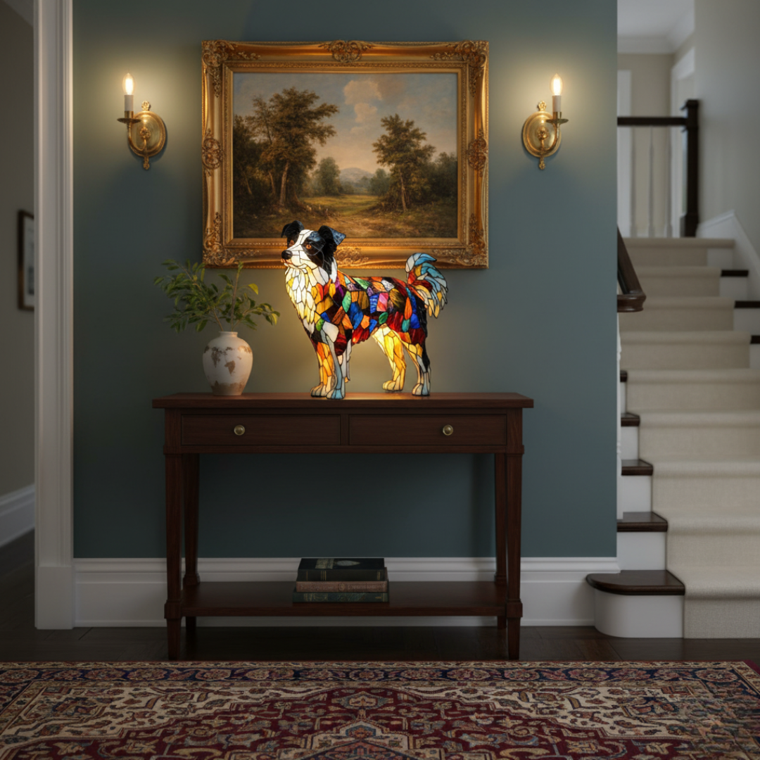 Geometrikus collie formájú színes LED lámpa – 3. kép
