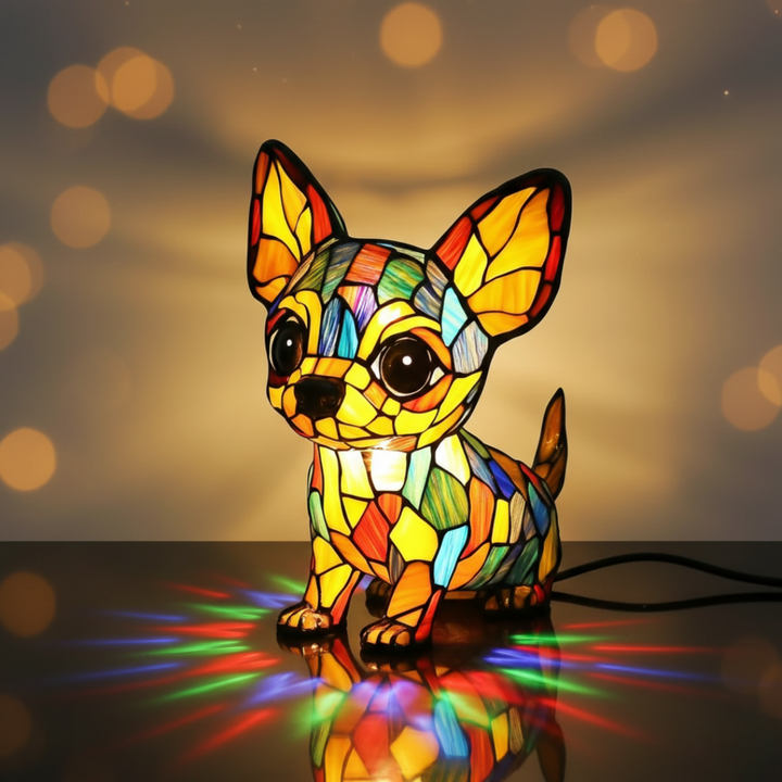 Színes geometrikus csivava LED lámpa