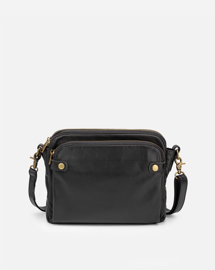 Háromrekeszes crossbody táska barna színben – 4. kép