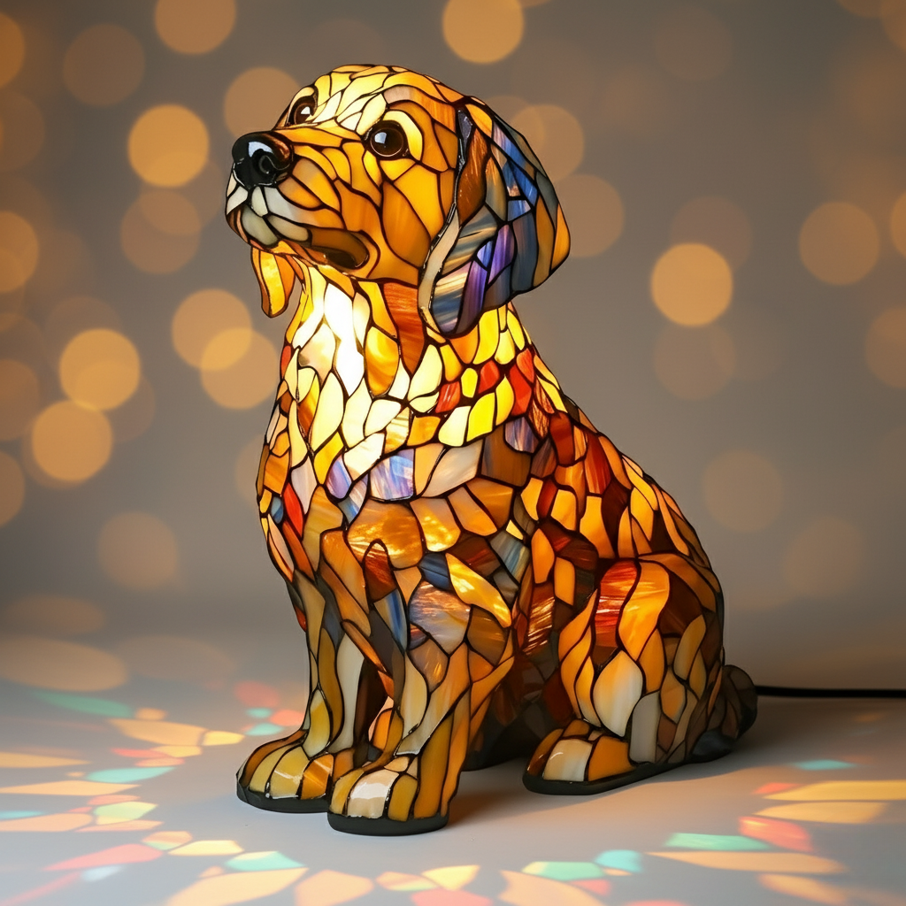 Golden retriever formájú színes, fényes LED lámpa