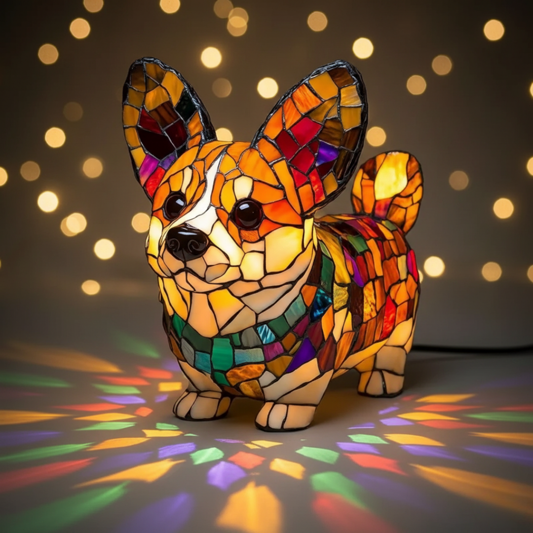 Színes geometrikus corgi LED lámpa