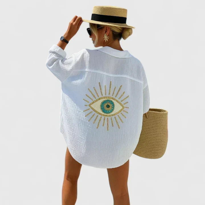 Boho blúz díszes hímzett hátrésszel – 2. kép