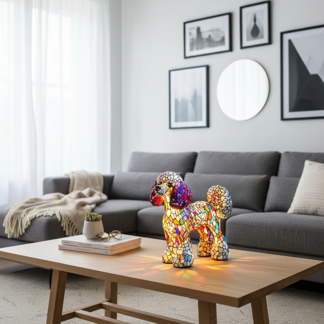 Meleg színekben ragyogó geometrikus LED lámpa – 3. kép