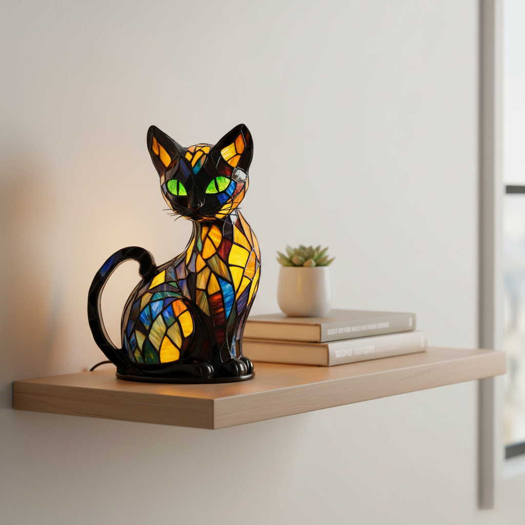 Geometrikus cica formájú színes LED lámpa – 4. kép