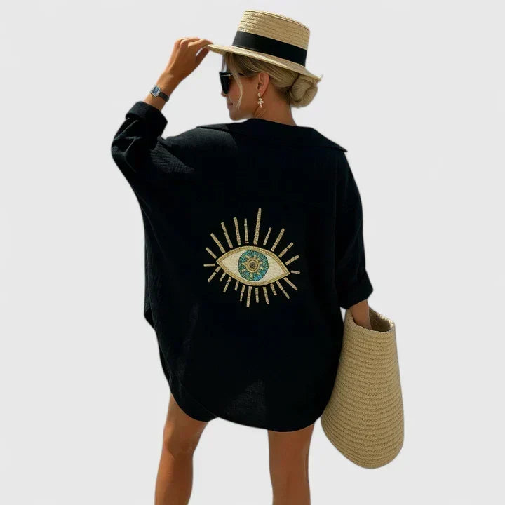 Boho blúz díszes hímzett hátrésszel – 3. kép