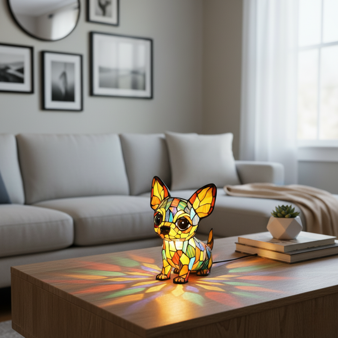 Színes geometrikus csivava LED lámpa – 2. kép