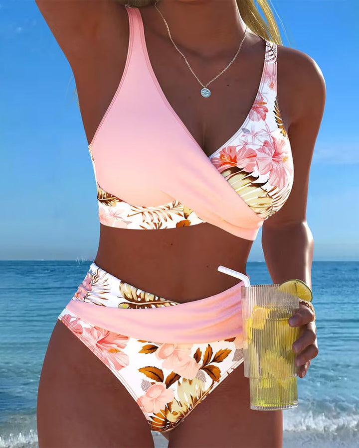 Virágmintás nyitott hátú tankini