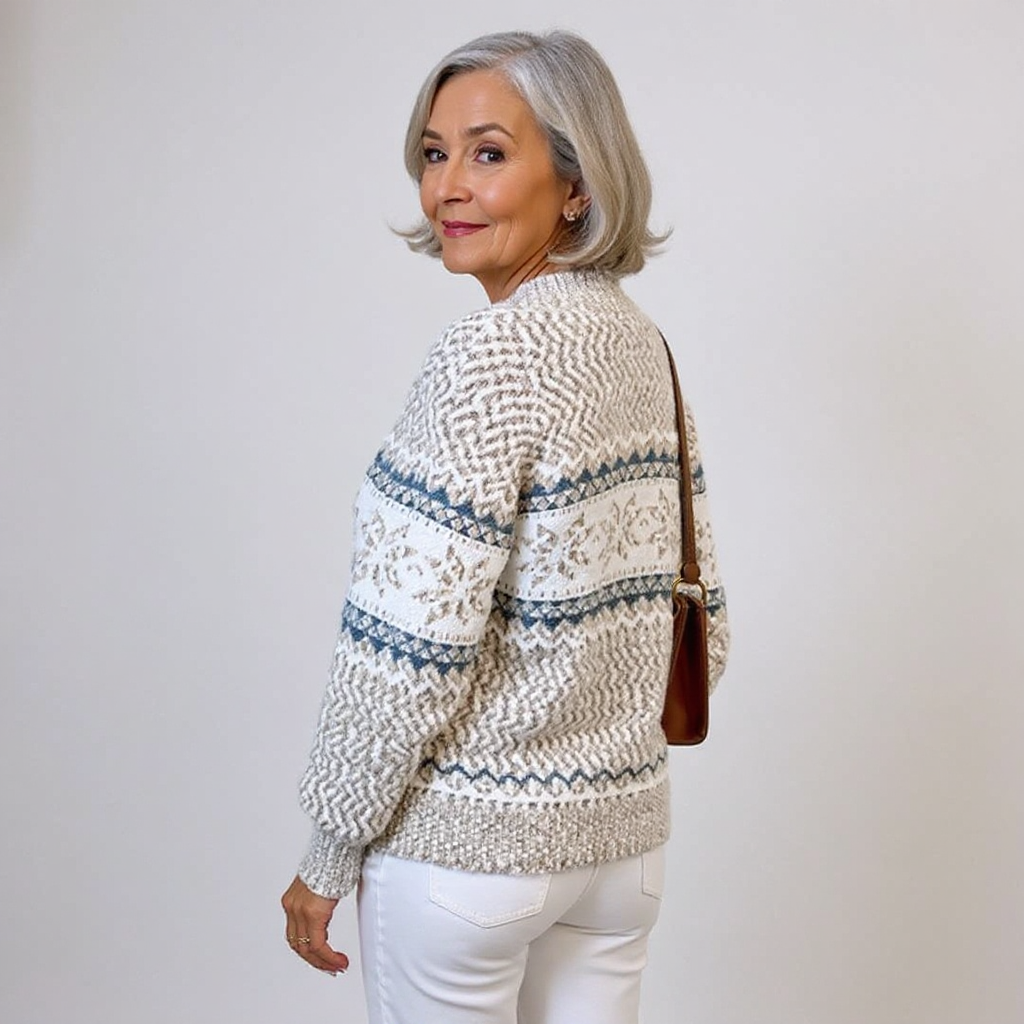 Meleg retro kötött pulóver női viseletben – 12. kép
