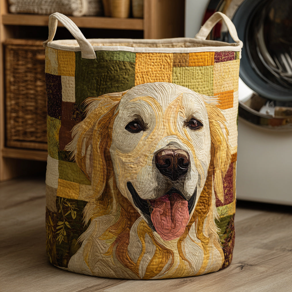Hímzett golden retrieveres szennyeskosár