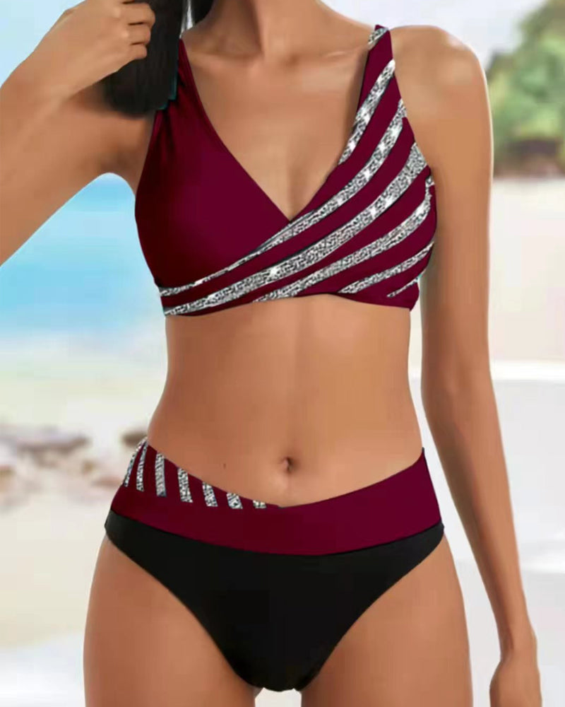 Boho mintás bikini meleg árnyalatokban – 5. kép