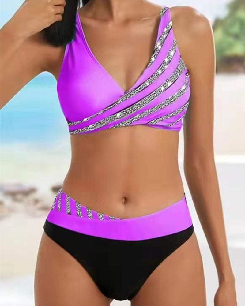 Boho mintás bikini meleg árnyalatokban – 3. kép