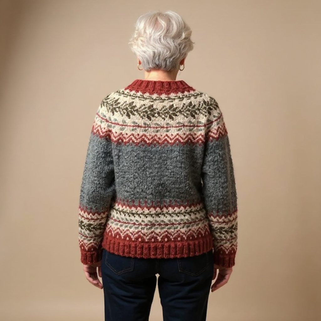 Otthonos vintage kötött kardigán női viseletben – 3. kép