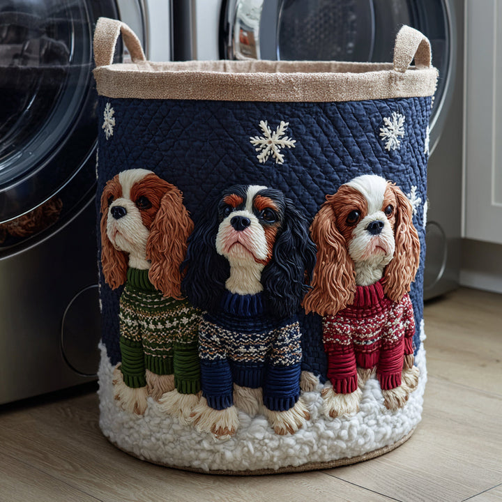 Cavalier King Charles kutyás rátétes szennyeskosár