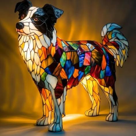 Geometrikus collie formájú színes LED lámpa