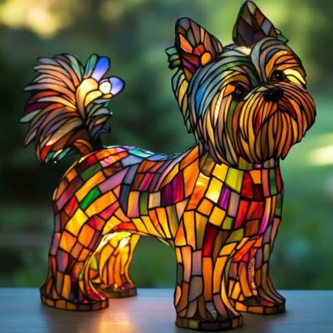 Geometrikus Yorkshire terrier formájú LED lámpa