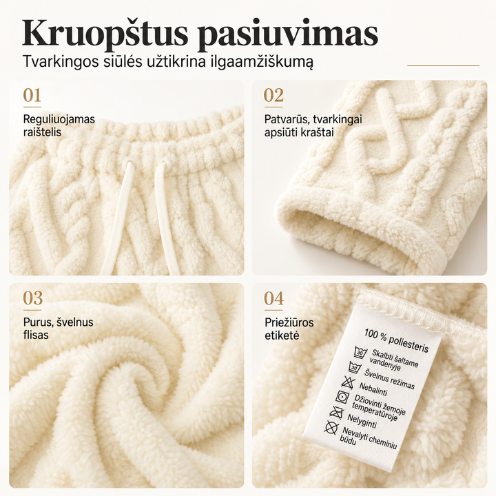 Meleg bélelt otthoni nadrág dombornyomott mintával – 5. kép