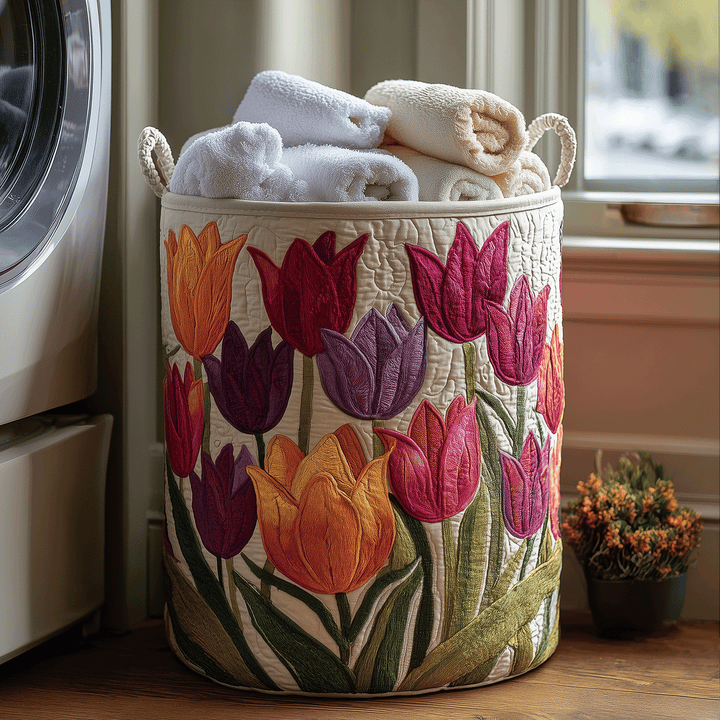 Tulipános steppelt szennyeskosár