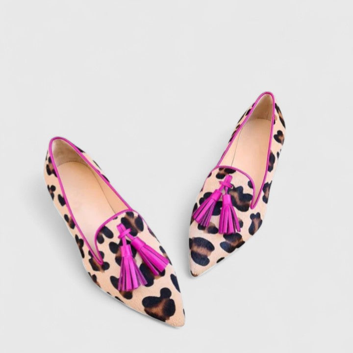 Leopárdmintás bojtos loafer