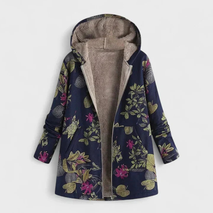 Virágmintás kapucnis bélelt parka – 3. kép