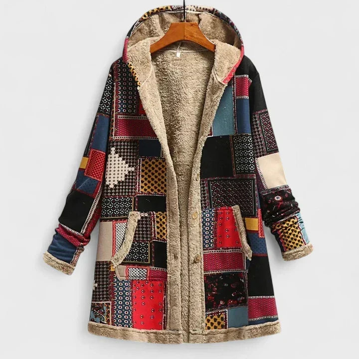 Virágmintás kapucnis bélelt parka – 5. kép