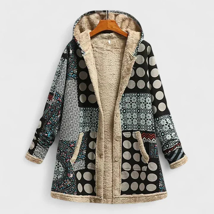 Virágmintás kapucnis bélelt parka – 4. kép