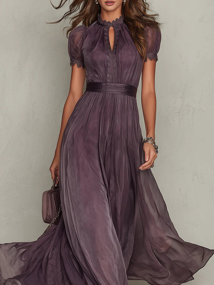 Lila lenge vintage stílusú maxi ruha – 5. kép