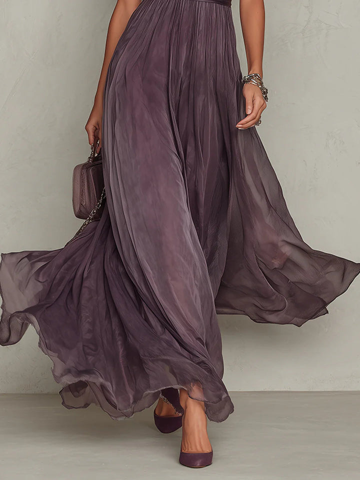 Lila lenge vintage stílusú maxi ruha – 6. kép