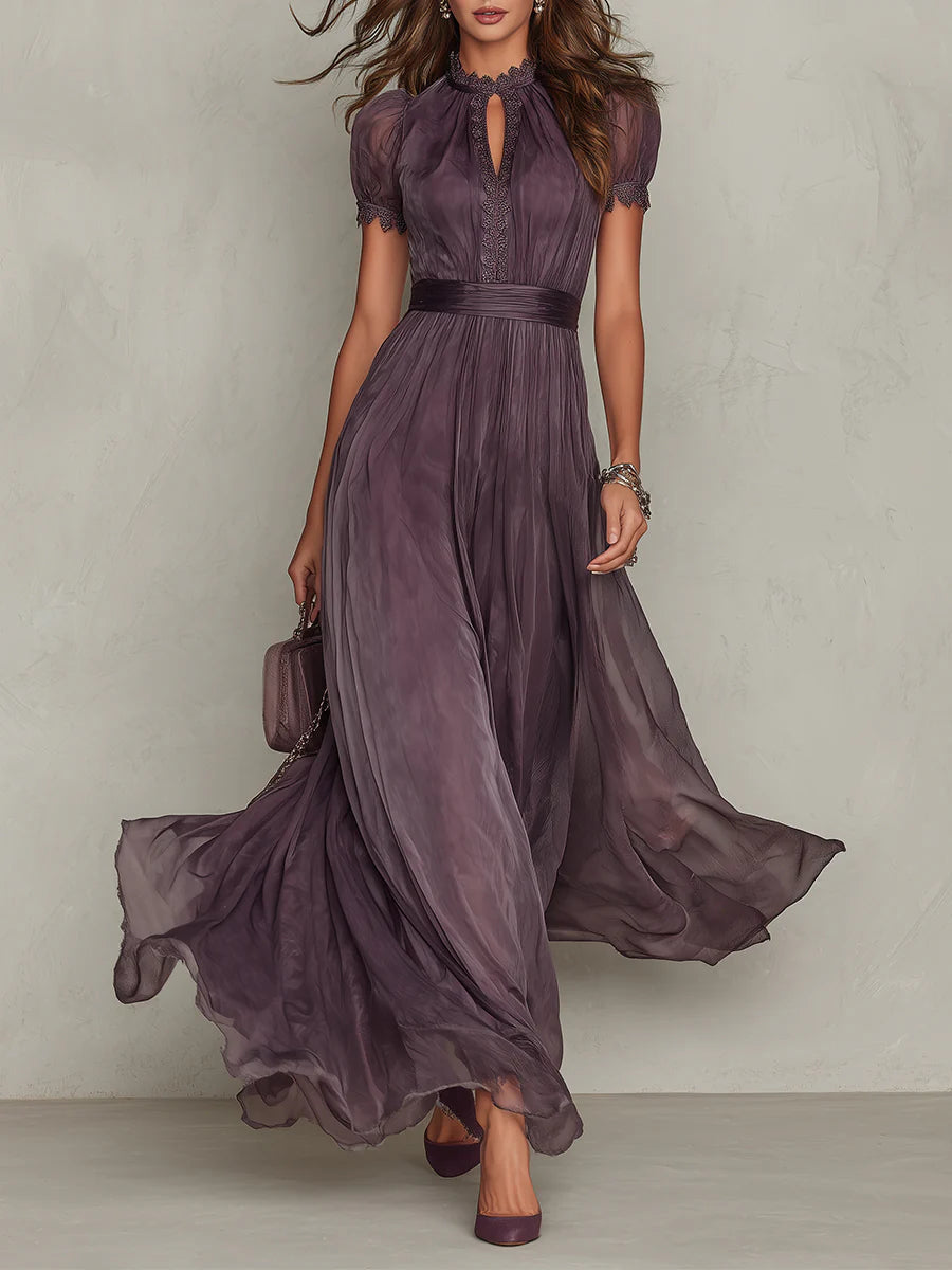 Lila lenge vintage stílusú maxi ruha – 2. kép