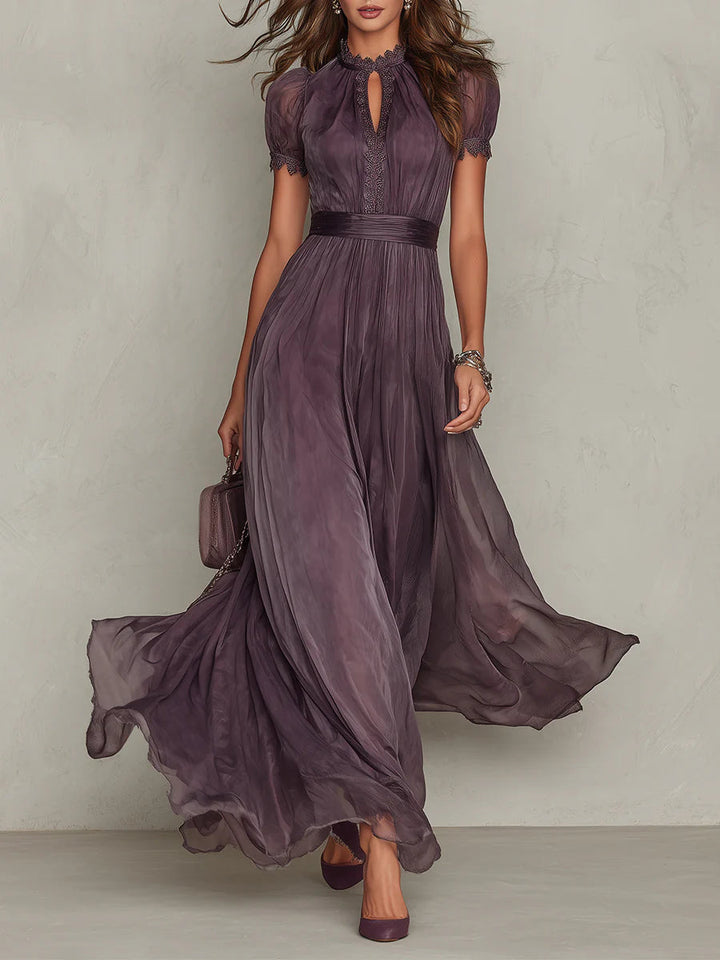 Lila lenge vintage stílusú maxi ruha – 2. kép
