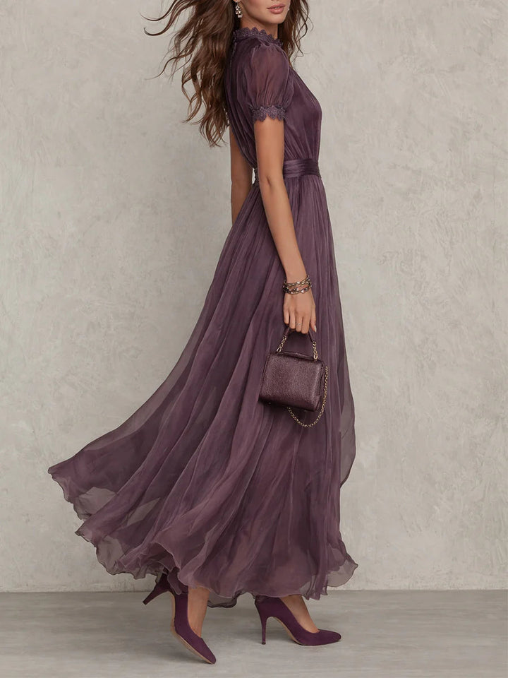 Lila lenge vintage stílusú maxi ruha – 3. kép