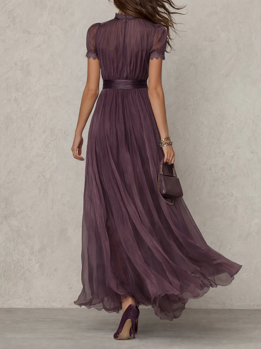 Lila lenge vintage stílusú maxi ruha – 4. kép