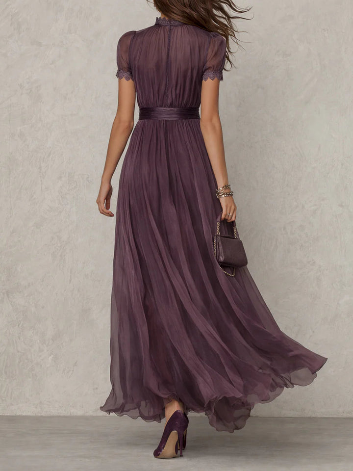 Lila lenge vintage stílusú maxi ruha – 4. kép