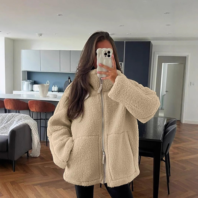 Puha plüss hatású teddy kabát – 5. kép