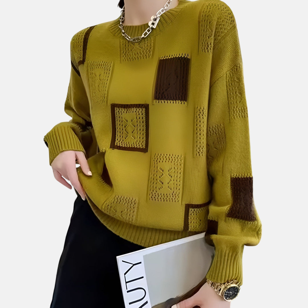 Kerek nyakú elegáns kötött pulóver – 3. kép
