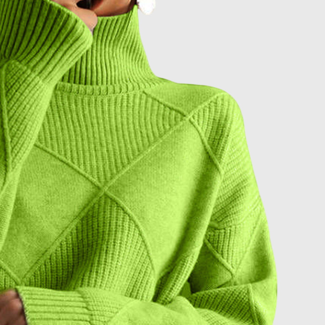Garbós geometrikus mintás női pulóver – 13. kép