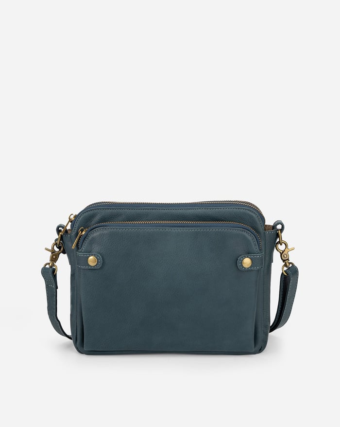 Háromrekeszes crossbody táska barna színben – 3. kép
