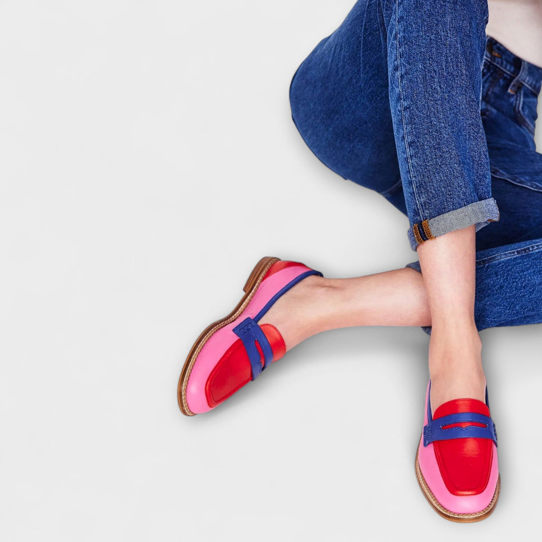 Fényes kerek orrú loafer gumitalppal