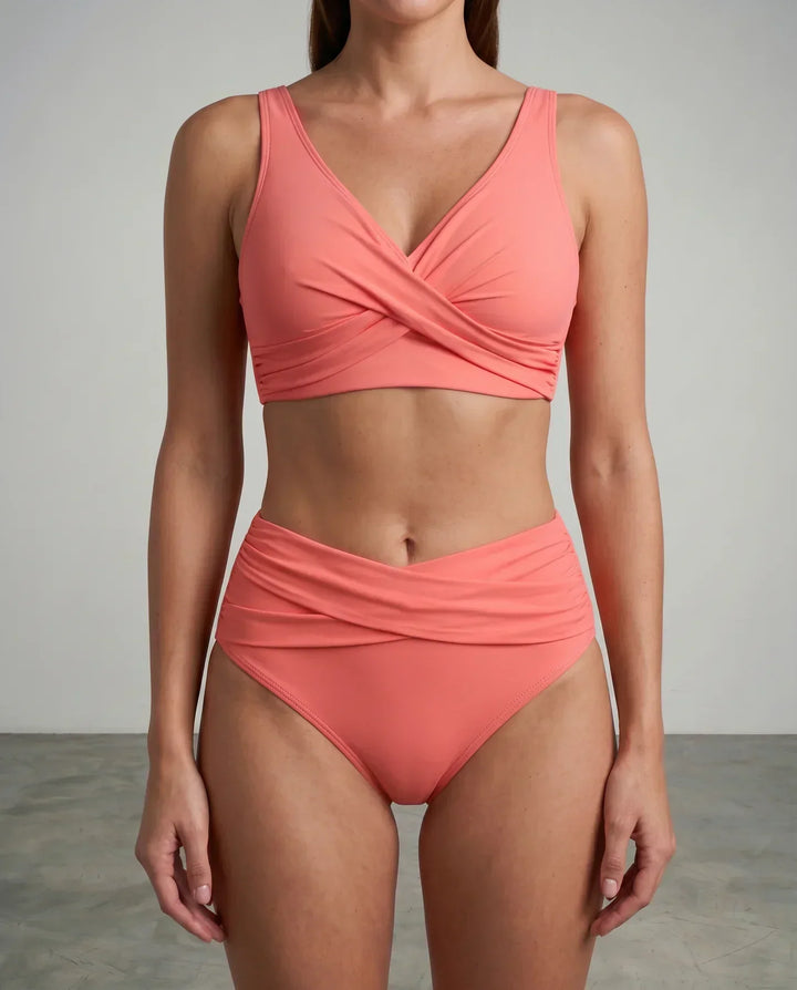 Átlapolt hatású drapírozott bikini – 10. kép